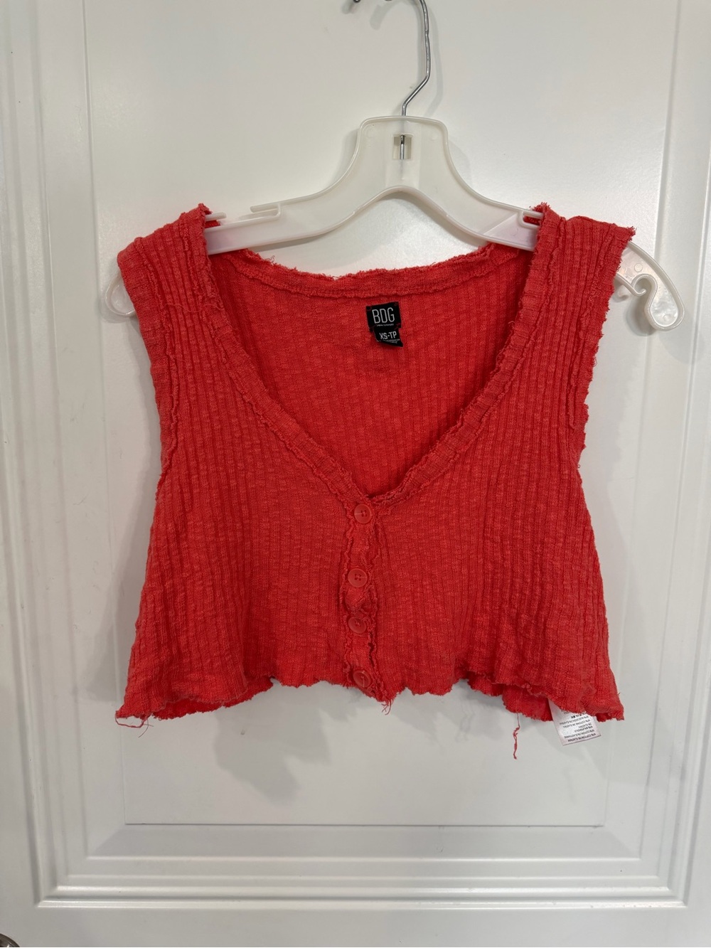 BDG Coral Cropped Tank Button-Front Top